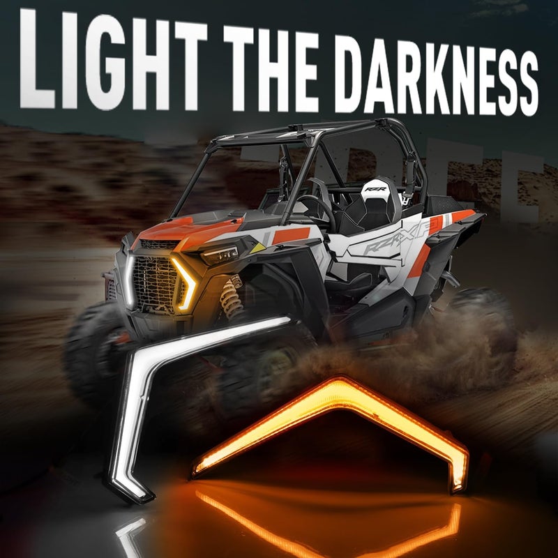 Beatto RZR XP Front Accent Lights, White & Amber Fang Lights Compatible with Polaris RZR 1000 XP XP4 Turbo S 2019-2024 RZR Trail S1000 900 Automotive lighting headlights for vehicles - Image 2